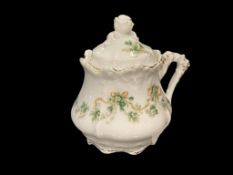 VINTAGE GERMAN PORCELAIN SUGAR BOWL EGLANTINE PATTERN FLORAL AND GILT ACCENTS