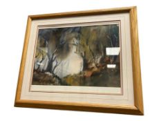 VELDA MORBY MINA, NV BORN ARTIST ORIGIANL WATERCOLOR ON PAPER FOREST PAINTING