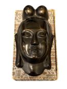 BRONZE FINISH CAST IRON VINTAGE BUDDGA MASK MIROKU LATE SHOWA PERIOD MAITREYA BODHISATTVA