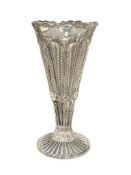 EARLY AMERICAN PRESSED GLASS ZIPPER / NATIONAL PRISM HIGBEE & CO. TRUMPET VASE