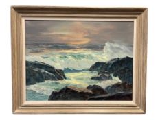 LELAND CURTIS COLORADO BORN NEVADA ARTIST ORIGINAL OIL ON CANVAS SEASCAPE PAINTING