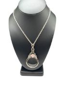 GORGEOUS MAGNIFYING GLASS SILVER TONE PENDANT NECKLACE