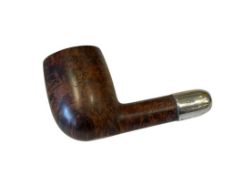 COMOY'S TRADITION TOBACCO SMOKING PAIPE WITH STRAIGHT STEM AND HC STERLING SILVER STEM BAND