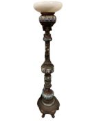 IMPRESSIVE 19TH CENTURY JAPANESE CHAMPLEVE ENAMELED BRONZE TORCHIERE FLOOR LAMP