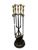FOUR PIECE FIRE PLACE TOOLS / IMPLEMENTS WITH TOOL STAND