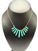 VINTAGE NATIVE AMERICAN SILVER PLATED AND GRADUATED TURQUOISE BEAD NECKLACE