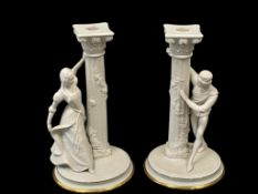 7986 THE FRANKLIN MINT THE ROMEO AND JULIET PORCELAIN CANDLESTICK HOLDERS