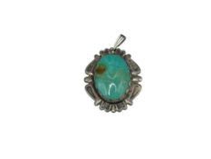 VINTAGE STERLING SILVER TURQUOISE PENDANT
