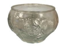 INDIANA GLASS WILD ROSE CLEAR PUNCH BOWL