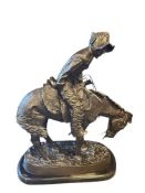 LARGE FREDERIC REMINGTON RENOWN WESTERN ARTIST AND SCULPTOR THE NORTHER BRONZE SCULPTURE