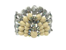 BEJWELED PEACOCK CUFF BRACELET WITH SIDE HINGE