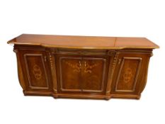 ELEGANT ITALIAN BAROQUE STYLE INLAID BURL WALNUT CREDENZA
