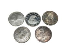 FIVE .999 FINE SILVER ROUNDS FEATURING EAGLE AND LADY LIBERTY DESIGNS