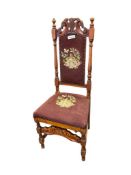 ANTIQUE VICTORIAN HIGHBACK CHAIR WITH FLORAL NEEDLEPOINT UPHOLSTERY