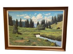 GEORGE CARTER PROLIFIC RENO, NV ARTIST ORIGINAL PAINTING ON CANVAS LAKE TAHOE NATIONAL FOREST