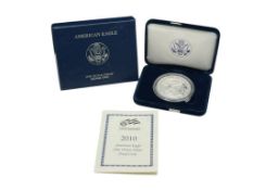 2010-W U.S. MINT AMERICAN SILVER EAGLE .999 FINE SILVER PROOF COIN