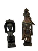 MID-20TH CENTURY AFRICAN DINKA FETILITY STATUE AND SENFU AFRICAN CERAMIC FIGURE