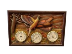 HEAVY COMPOSITE WESTERN WILDLIFE PHEASANT WEATHER STATION SIGNED S. BAND