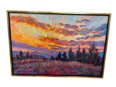 ERIN HANSON NORTHWEST / CALIFORNIA ARTIST ORIGINAL OIL ON CANVAS TITLED RADIANT SUNSET