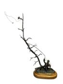 CRANE 1996 FLY FIHERMAN BRONZE SCULPTURE ON MAPLE BASE