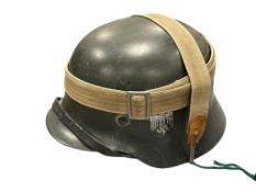WEST GERMAN M40 STAHLHELM STEEL MILITARY HELMET WITH EAGLE AND SWATSIKA LABEL