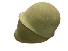 TWO VINTAGE U.S MILITARY M-1 STEEL HELMETS MISSING LINERS