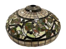 INTRICATE STAINED GLASS FLORAL AND CHERRY MOTIF LAMP SHADE