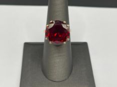 10K YELLOW GOLD LAB CREATED RUBY RING