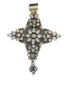 VINTAGE STERLING SILVER MOONSTONE CROSS PENDANT