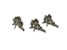 THREE STERLING SILVER WESTERN COWBOY ANGEL CHERUB PINS