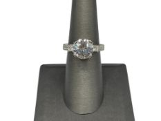 STERLING SILVER ROUND CUT CUBIC ZIRCONIA ENGAGEMENT RING