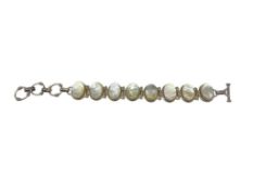 VINTAGE SIGNED STERLING SILVER MOTHER OF PEARL LINK BRACELET