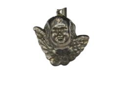 VINTAGE STERLING REPOUSSE ANGEL CHERUB PENDANT