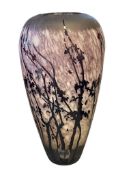 ACID ETCHED FRENCH AMETHYST CAMEO GLASS ETCHED BALUSTER VASE TRESS SILHOUETTE