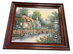 C. JAFFEY ORIGINAL OIL PAINTING ON CANVAS OF A STONE COTTAGE