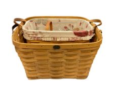 THREE HAND CRAFTED BASKETS INCLUDING LONGABERGER AND PETERBORO BASKET