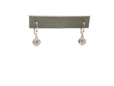 PAIR OF STERLING SILVER ROUND CUT CUBIC ZIRCONIA DANGLE EARRING FEATURING LEVER BACKS