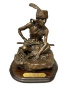 CHARLES M. RUSSELL RENOWN AMERICAN WEST ARTIST / SCULPTOR WATCHER OF THE PLAINS BRONZE SCULPTURE