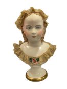 VINTAGE 1950'S CALIFORNIA DRESDEN HAND PAINTED PORCELAIN FRENCH MISS BUST BY AVIS RAPHAEL