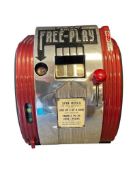 1940'S DAVAL FREE-PLAY TRADE STIMULATOR COUNTERTOP 3-REEL SLOT MACHINE 5 CENT SERIAL NO. 69027