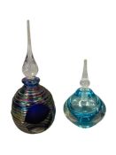 TWO HANDBLOWN ART GLASS FRAGRANCE BOTTLES, ONE MADE BY VANDERMARK