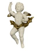 VINTAGE LEFTON GOLD AND WHITE PORCELAIN CHERUB ANGEL FIGURINE