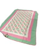 1938 ROAD TO CALIFORNIA GEOMETRIC PINK / GREEN / WHITE QUILT HAND MADE