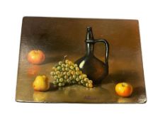 VINTAGE 1973 B. RELLAN ORIGINAL MINIATURE OIL PAINTING ON BOARD BODEGON DE LA JARRITA STILL-LIFE