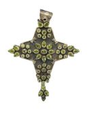 VINTAGE STERLING SILVER PERIDOT CROSS PENDANT