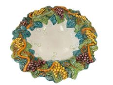 ARTISTICA DERUTA TUSCAN MAJOLICA GRAPEVINE LARGE CERAMIC BOWL MADE IN ITALY