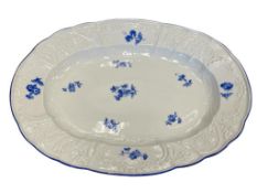 ANTIQUE MEISSEN EUROPEAN GERMAN PORCELAIN SERVING PLATTER BLUE FLORAL DESIGN