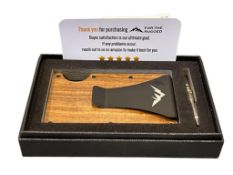 NEW FOR THE RUGGED SLIM MINIMALIST WALLET WITH MONEY CLIP, WOOD GRAIN AND MATTE BLACK