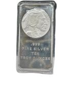 U.S. BUFFALO NICKEL THEMED .999 FINE SILVER 10 TROY OUNCE BAR