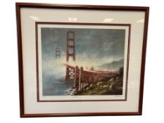 JOHN KELLY LIMITED EDITION LITHOGRPAH OF GOLDEN GATE BRIDGE NO. 62/275